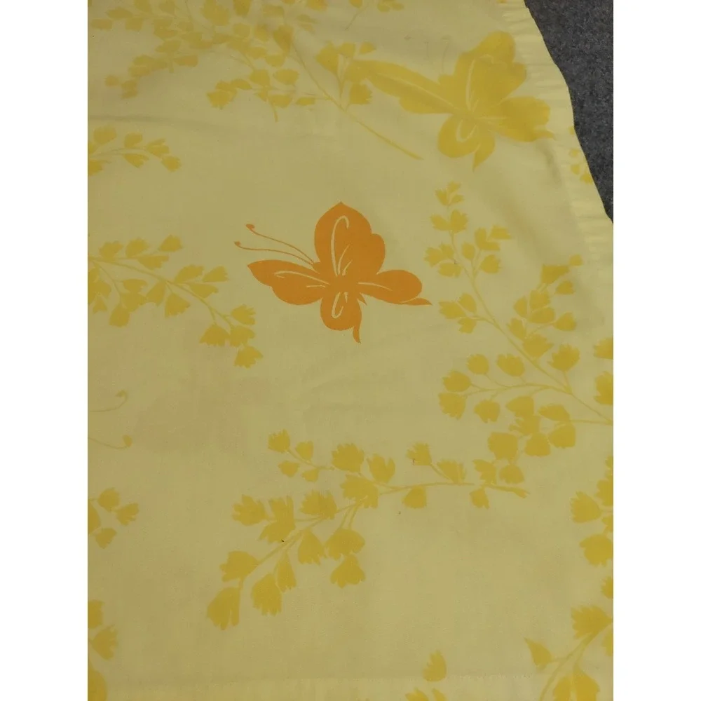 Vtg Springmaid Percale Double Sheet Fabric Mariposa Butterfly Yellow 76x80 70s‎